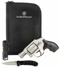 Smith & Wesson Model 642 .38 Special +P 1.875" barrel 5 Rnds w/S&W Branded Discreet Portfolio, M&P Delta Force Flashlight, S&W Oasis Liner Lock Folding Knife- $429.99 