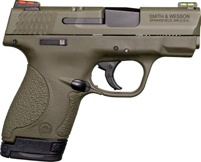 Smith & Wesson M&P Shield 9mm, 3.1" Barrel, Olive Drab Green Cerakote, CA Compliant, 8rd - $429.99
