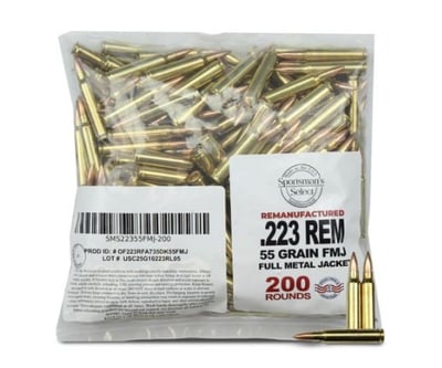 Sportsman's Select Remanufactured .223/5.56 Ammo, 55 Grain, FMJ, 1000 Rounds - $370.49 after code: 5PTODAY 