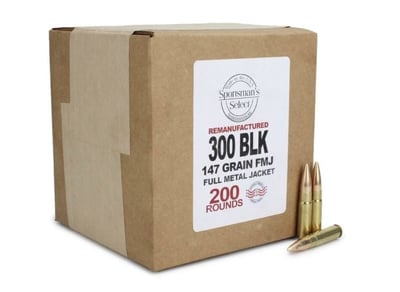 Sportsman's Select Remanufactured 300 Blackout Ammo 147 Gr FMJ 200 Rounds - $87.01 after Code TAKE5P