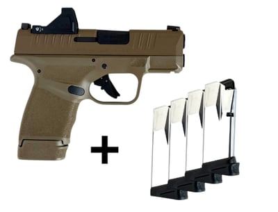 Springfield Hellcat 9mm 3" 13rd Pistol, FDE, OSP, Viridian Green Dot, 5- Magazines, Gear Up - $537 (Add To Cart)
