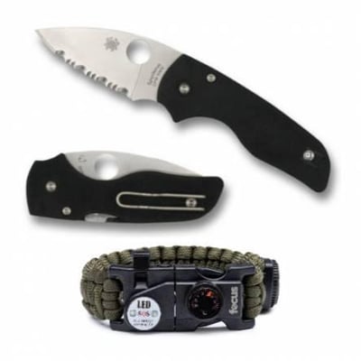 Spyderco Folding Knife Lil' Native with Emergency Survival Multi-Tool Paracord Bracelet - $125 (Free S/H)