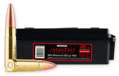 Ammo, Inc. StelTH .300 AAC Blackout 220 Grain Total Metal Jacket Brass Cased 200 Round Case - $178.99