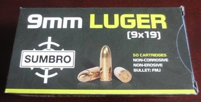 Sumbro 9mm 115gr FMJ - $256.99