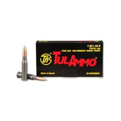 Tula Rifle Ammo - Tula Steel Case 7.62x54R 148gr FMJ 20/bx - $9.99 (S/H $19.99 Firearms, $9.99 Accessories)