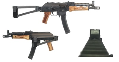 PSA AK-V 9mm Triangle Folder Pistol with Cheese Grater Upper Hand Guard, Nutmeg - $999.99