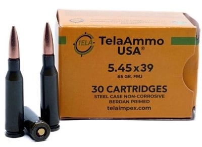 TelaAmmo USA 5.45X39 65 Grain FMJ Steel Case - $18.49 