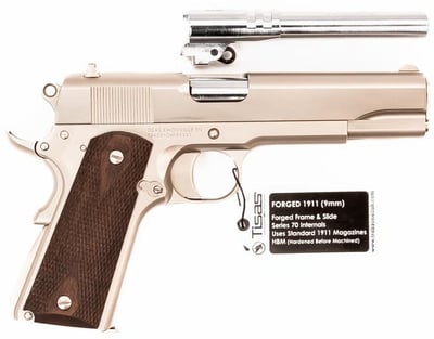 Tisas 1911A1 Stakeout Nickel / Wood 9mm / .38 Super 5" Barrel 9-Rounds - $549.99 