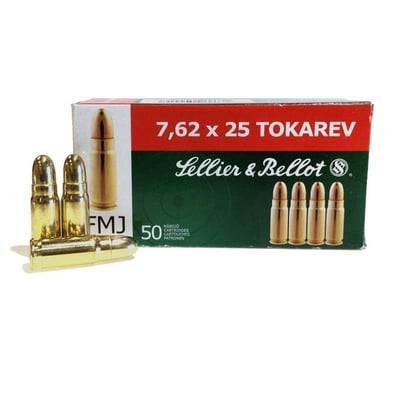 Sellier & Bellot 7.62x25 Tokarev 85-Gr. FMJ 50 Rnds - $26.59 (Buyer’s Club price shown - all club orders over $49 ship FREE)