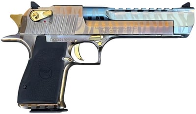 Factory Blem Magnum Research Desert Eagle 50 AE Gold Tiger Stripe - $2499 