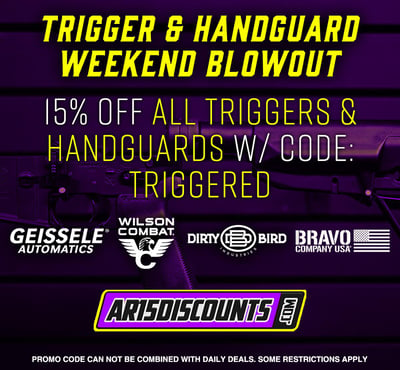 AR15Discounts Weekend Blowout: Use code: TRIGGERED for 15% off AR-15 Triggers & AR-15 Handguards - $42.46 (Free S/H over $175)