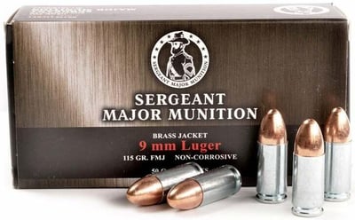 Tula Sergeant Major 9mm Ammo 115gr FMJ Steel Nickle Plated 50 Rounds - $9.5