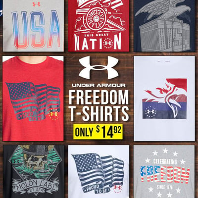 Under Armour $14.92 Freedom Tees. 40+% off blowouts (Free S/H over $25)