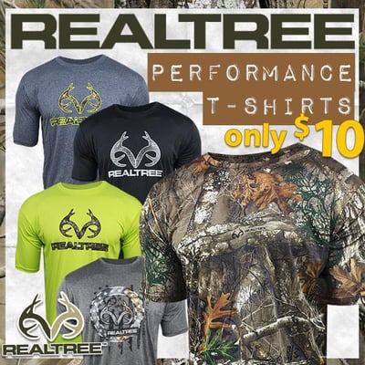 Realtree Performance Tees with Shiny Moisture Wicking Goodness - $10 (Free S/H over $25)