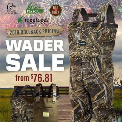 2019 Rollback Pricing: All waders on sale now! from $5.21 (Free S/H over $25)