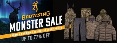 Monster Browning sale. Browning hunt gear up to 77% off. from $7.5 (Free S/H over $25)
