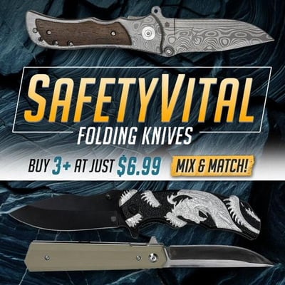 Mix & Match: SafetyVital Folding Knives — Buy 3+ at Just $6.99 Each! (Free S/H over $25)