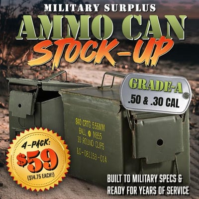 Ammo Can Stock-Up: Military Surplus Grade A .50 & .30 Cal from $12.8 each (Free S/H over $25)