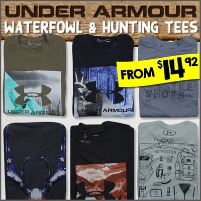 Under Armour Waterfowl & Hunting Themed T-shirts & Crews from $14.92 (Free S/H over $25)