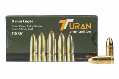 Turan 9mm 115Gr Brass Full Metal Jacket 50 Rnd - $12.31 after code: SAVE12 