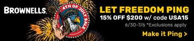 Brownells 4th of July Sale with coupon code "USA15"