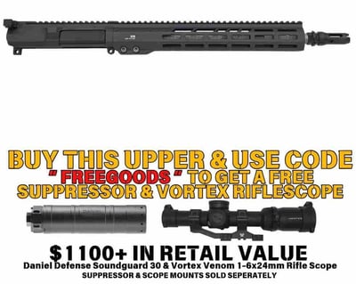 Blackout Defense .223 Wylde 13.9" Barrel Carbine Mid Length Fixed Gas Block Slick Side Blackout Black Upper Receiver - $1599.99 + FREE Soundguard Suppressor & Vortex Rifle Scope w/ code "FREEGOODS" 