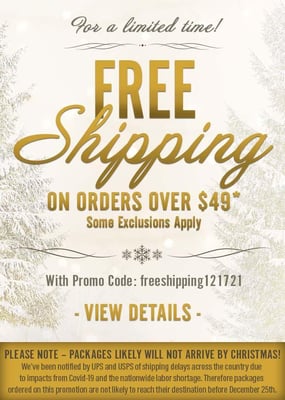 Free Shipping on Orders Over $49 with Coupon Code "freeshipping121721"