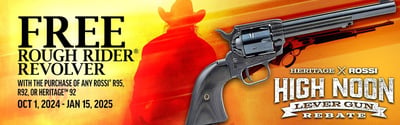 Purchase a new qualifying Heritage 92, Rossi R92 or Rossi R95 Lever Action Rifle and receive a Free Official Heritage Rough Rider Revolver 