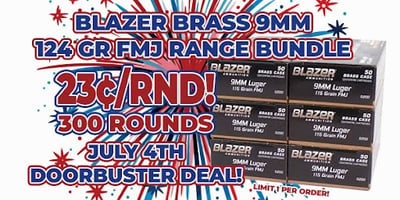 Blazer Brass 9mm 124 Gr FMJ 300 rounds - $66.97 w/code "USA5" (limit 1) (Free S/H over $149)