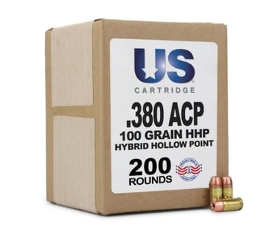 US Cartridge 380 ACP 100 Gr Hybrid Hollow Point Ammo Brass 200 Rounds after Code: SPRING5 - $55.57