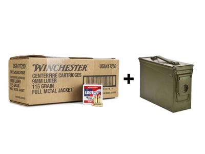 Winchester USA Target Pack 9mm 115 Gr FMJ 1000 Rounds + Ammo Can - $220.39 after code: SPRING5 