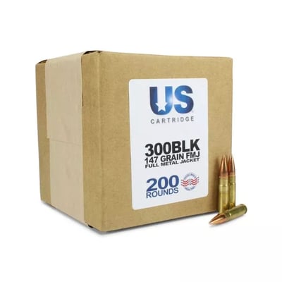 US CARTRIDGE 300 BLACKOUT 147 GRAIN FMJ 200 rounds - $117.79 w/code "MAY5OFF24" (Free S/H over $149)