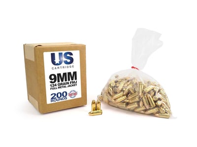 US Cartridge 9mm 124 Grain FMJ (200 Round) - $50.34