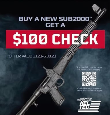 Purchase a new KelTec SUB2000 And Receive A $100 Check