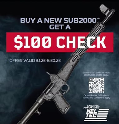 Purchase a new KelTec SUB2000 And Receive A $100 Check 