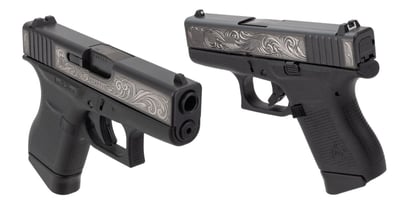 Custom Engraved and Stippled Glock 43 Handgun with Cerakote H-261