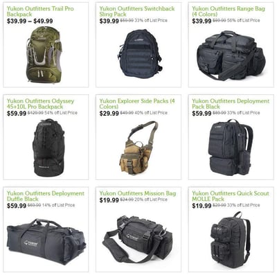 Yukon Outfitters Bags From $19.99 ($6 flat S/H or Free shipping for Amazon Prime members)