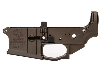 Griffin Armament MK2 Ambi Stripped AR-15 Lower Receiver - Ambidextrous Controls - Flared Magwell - Terra Brown - $209 