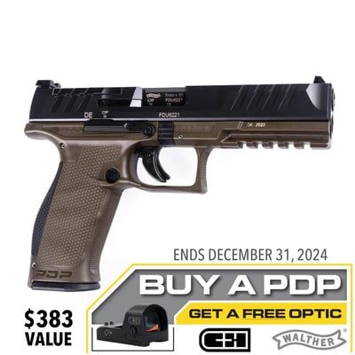 Walther PDP Fullsize 9mm 5" Barrel 2-18 Rnd Mags Green Frame - $479.99 
