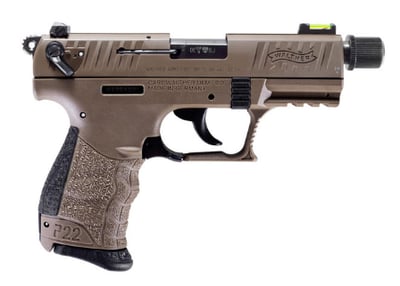 Walther P22 QD .22 LR Semi-Auto Pistol, 3.42" Threaded Barrel, 10 Rounds, Manual Safety, FDE - $259.99 