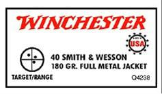 Winchester USA 40S&W 180 Grain FMJ 50rds - $23.49