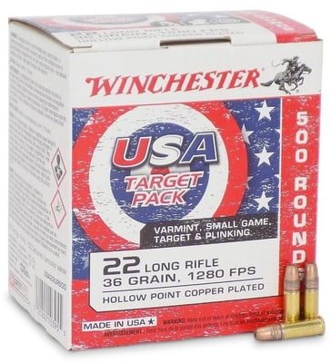 Winchester USA .22LR 36gr Copper Plated Hollow Point Rimfire Ammo - 500 Rounds - USA22LR500 - $29.95 (FREE Shipping over $50)