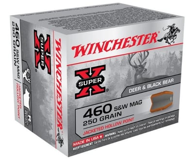 Winchester 460 S&W Mag Super X Ammo 250 Grain Jacketed Hollow Point 20 Rounds - $19.79 