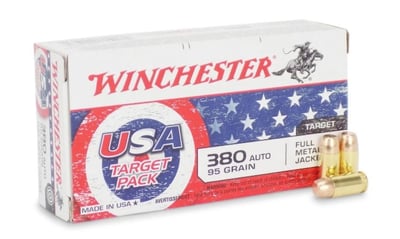 Winchester Ammo .380 ACP 95 Grain FMJ-FN 50 Rounds - $13.89 (FREE Shipping on Firearms)