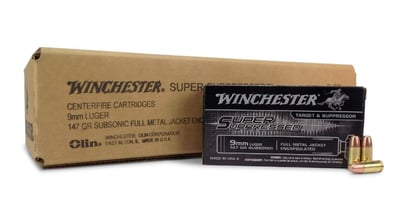 Winchester Super Suppressed 9mm 147 Gr Subsonic Encapsulated FMJ Ammo 500 Rounds - $180.49w/ Code: "5PTODAY" + Free Shipping 