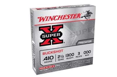 Winchester Super X Predator Buckshot .410 Gauge Shotshells, 2.5", #000 Buck, 5 Round Box - $5.99 