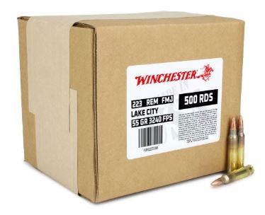 Winchester USA 223 Remington 55 Gr FMJ (Bulk) 500 Round Box - $223.24 