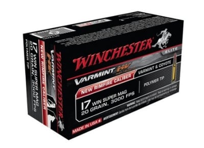 Winchester Varmint HV .17WSM 20gr Rimfire Ammunition, 50 Rounds - $15.99 