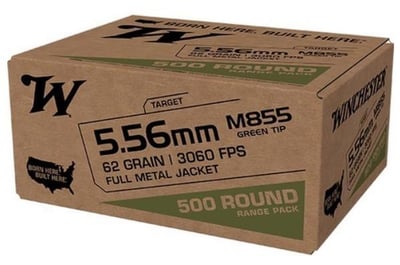 WInchester 5.56x45mm M855K 62 Grain Full Metal Jacket Green Tip 500 Rounds - $285 