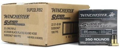 Winchester Super Suppressed 22 LR 45 Gr Subsonic Copper Plated RN 1400 Rnds - $103.07 with code FEBRUARY5 